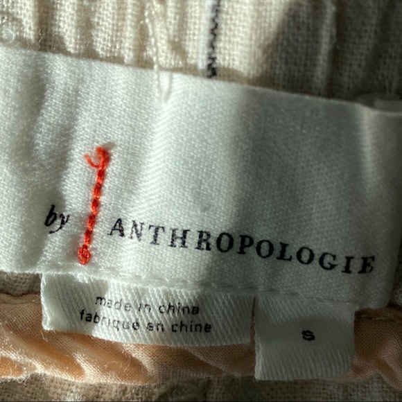 Anthropologie Striped Seashore Tan Linen/Cotton Blend Crop Pant w Rope Ties - Picture 4 of 14